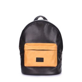 фото рюкзак POOLPARTY backpack-pu-black-orange купить