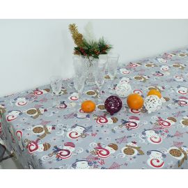 фото Скатерть Новогодняя Снеговик серая купить